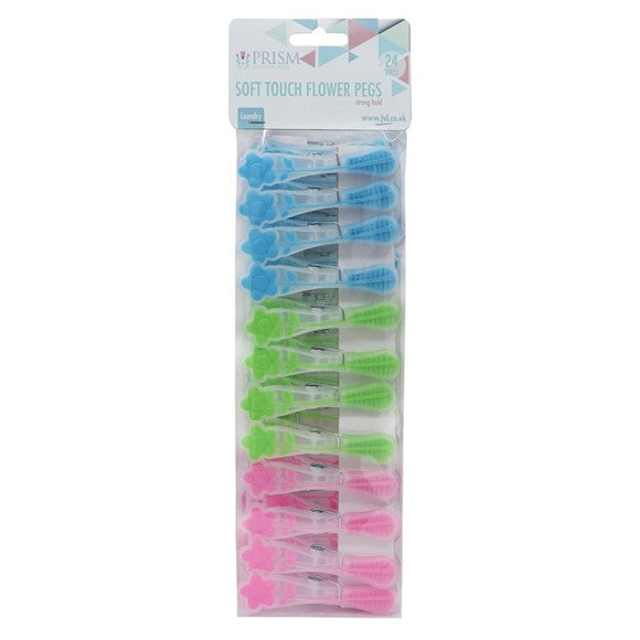 Prism - 24 pack Soft Touch Flower Clothes Pegs - KeansClaremorris