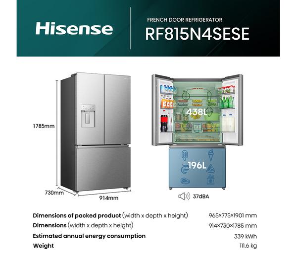 HISENSE PureFlat RF815N4SESE Smart Fridge Freezer - Stainless Steel