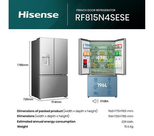 HISENSE PureFlat RF815N4SESE Smart Fridge Freezer - Stainless Steel