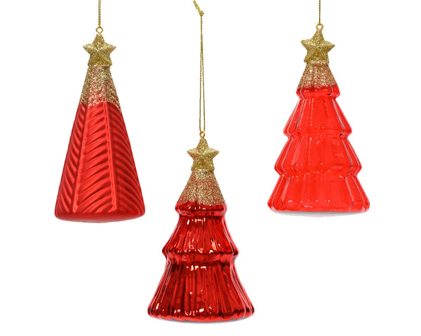 Tree Dec hanging GLASS Red H.12.6cm