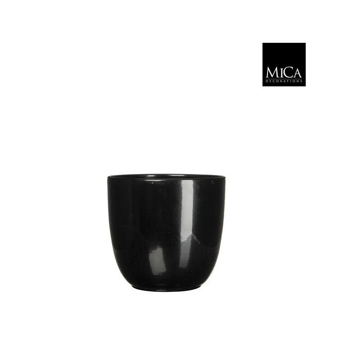 Tusca pot round black - h16xd17cm