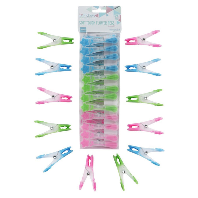 Prism - 24 pack Soft Touch Flower Clothes Pegs - KeansClaremorris