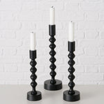 Load image into Gallery viewer, Black Aluminium Candle holders Set 3, Round, H 22-31 cm,
