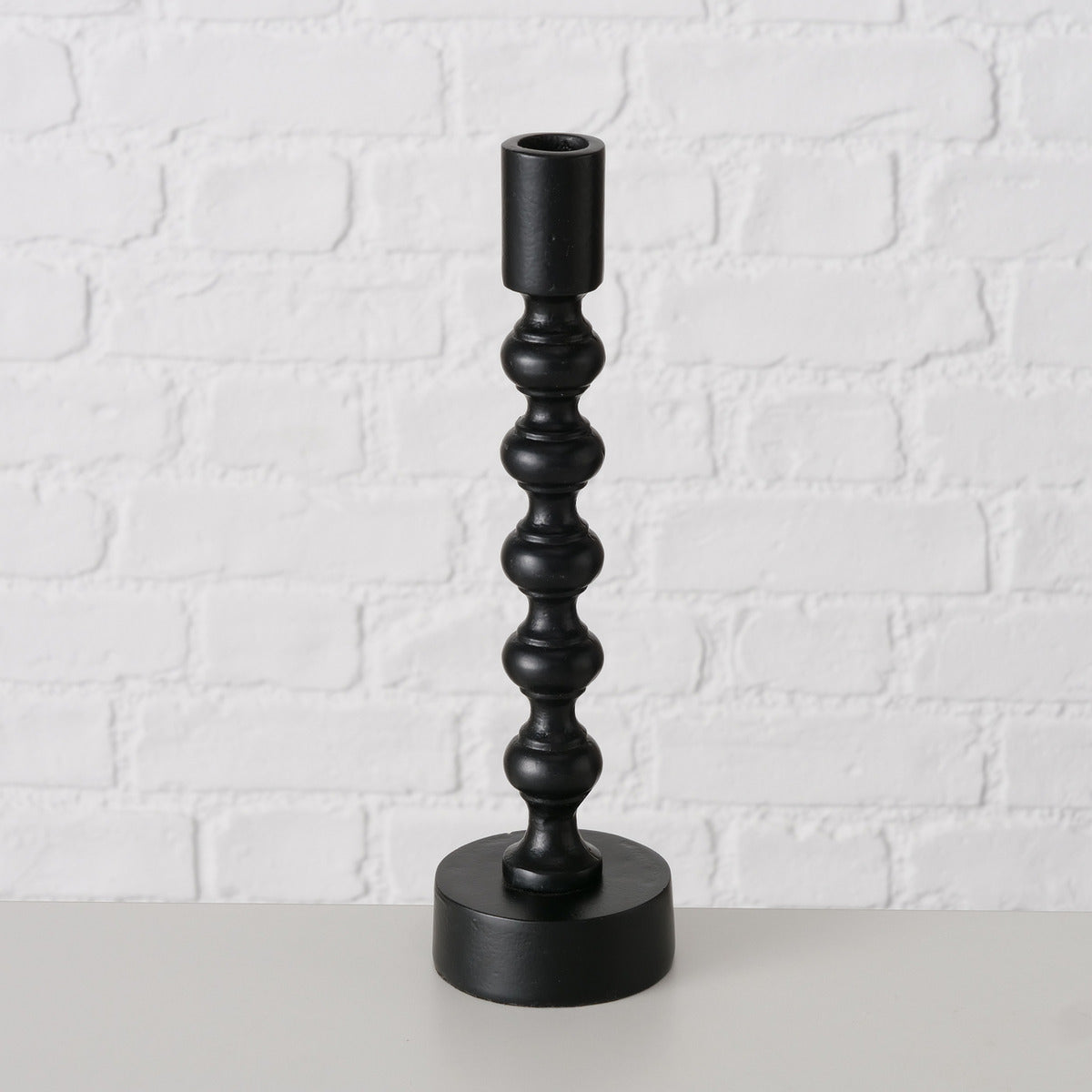 Black Aluminium Candle holder Round, H 26 cm