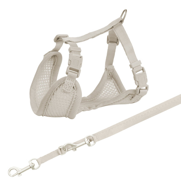 Junior Puppy M-L Grey soft Harness with Lead