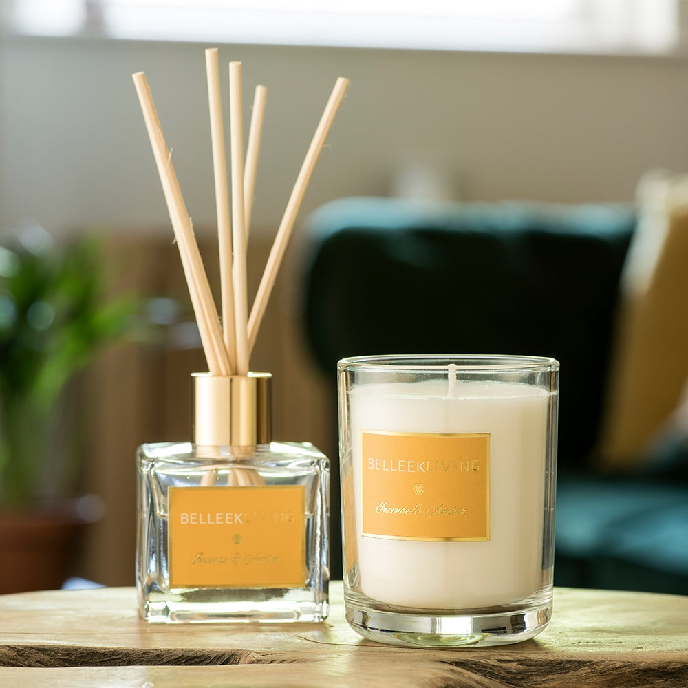 Belleek Home Fragrance Incense & Amber Candle