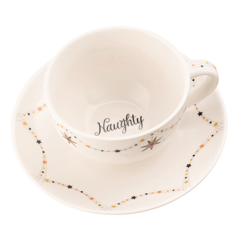 Aynsley Naughty or Nice Cappuccino Cup & Saucer - Set of 2