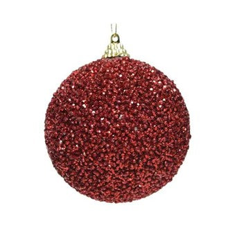 Bauble Foam Glitter Beads Red D.8cm - KeansClaremorris