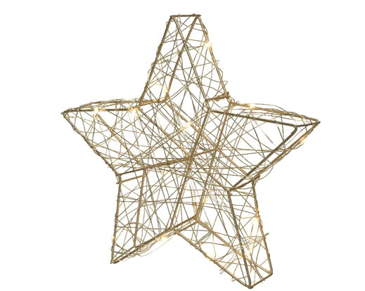 Micro Led Star Metal Steady Batt. Indoor Gold/Warm White L.5cm X W.30cm X H.29cmD.30cm - KeansClaremorris