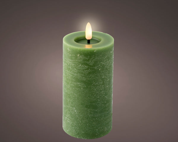 Green LED wick candle  BO indoor dia7cm x H.15cm