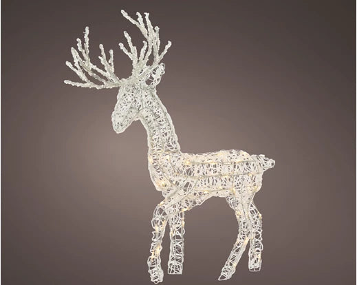 94cm Warm White Led Reindeer Acrylic Flashing Effect Outdoor Transparent/Warm White L.52cm X W.32cm X H.94cm - KeansClaremorris