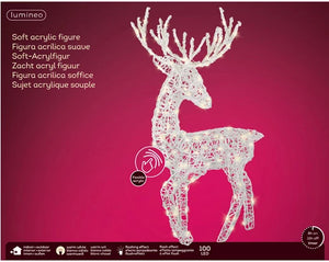 94cm Warm White Led Reindeer Acrylic Flashing Effect Outdoor Transparent/Warm White L.52cm X W.32cm X H.94cm - KeansClaremorris