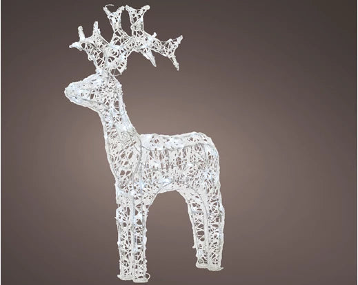 61cm Cool White Led Reindeer  Soft Acrylic Reindeer Flashing Effect Outdoor Transparent/Cool White L.36.5cm X W.12cm X H.61cm - KeansClaremorris