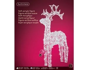 116cm Cool White Led Reindeer Soft Acrylic Reindeer Flashing Effect Outdoor Transparent/Cool White L.72cm X W.23cm X H.116cm - KeansClaremorris