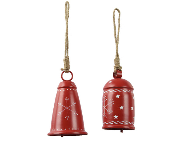 Red Bell  Hanging Dec  Snowflake Print