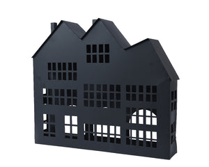 BlackTealightholder Cut Out House L.43.5cm X W.8.7cm X H.37cm