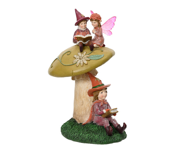 Polyresin Mushroom with Elves