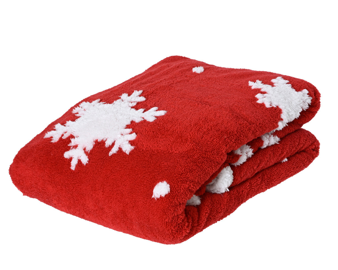 Red Throw w/Snowflake Design L.130cm X W.170cm X H.2cm