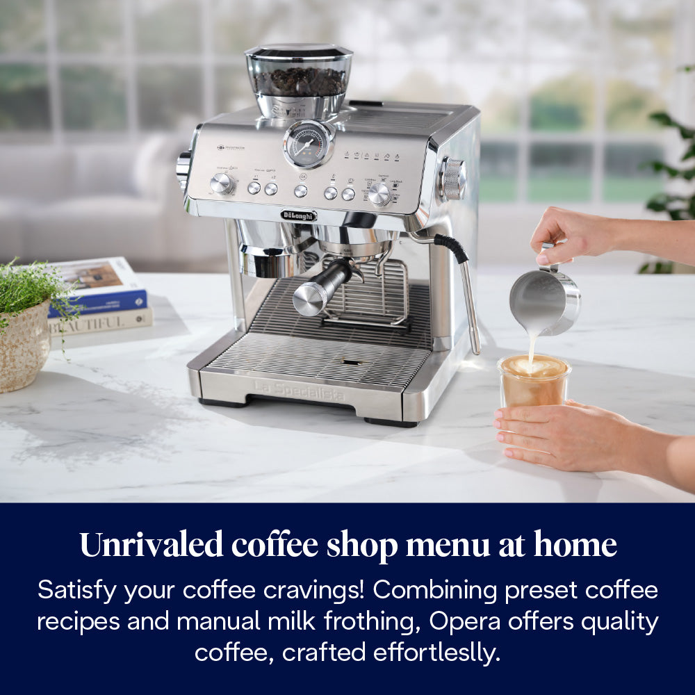 Delonghi La Specialista Opera Bean to cup Coffee Machine with HomeCafe Kit - Stainless Steel | EC9555.M