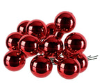 Load image into Gallery viewer, Baubles On Wire Glass Shiny Christmas Red D.2cm 12 bunches of 12 (144) - KeansClaremorris
