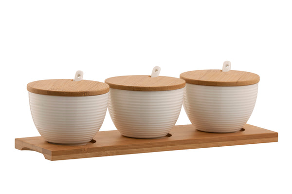 Belleek Ripple 3 Bowl Set with Tray