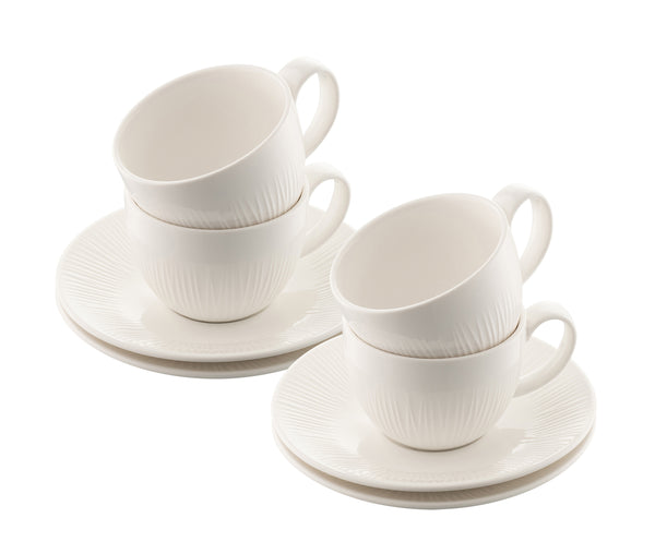 Belleek Living Erne Teacup & Saucer Set of 4