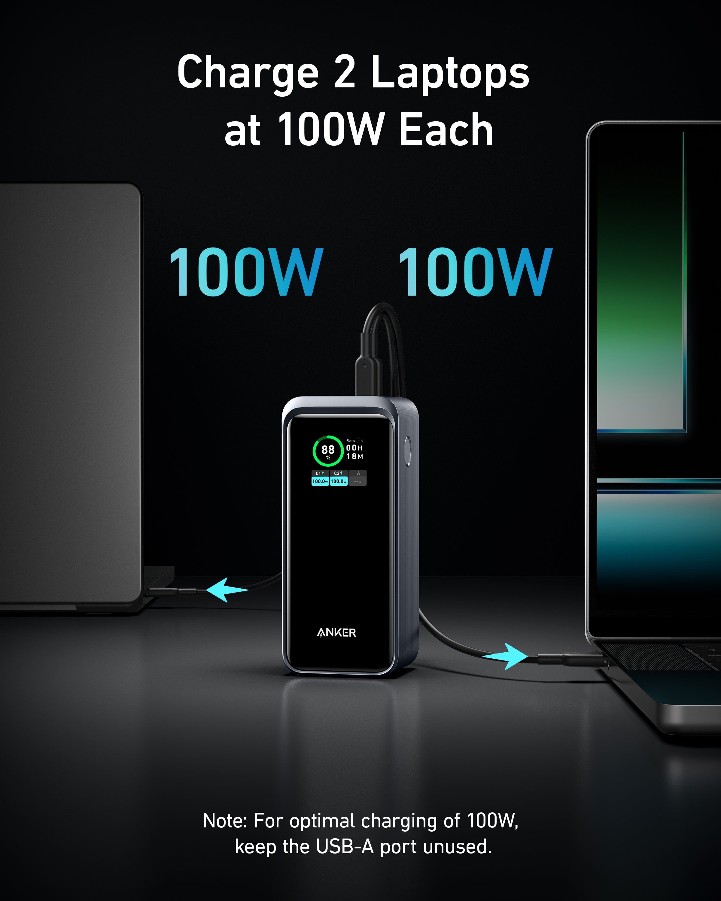 Anker Prime Power Bank 20,000mAh, 200W, W Smart Display 100W Type C cable included