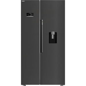 Beko American Style Fridge Freezer 179cm with Water Dispenser Black Steel Non Plumbed