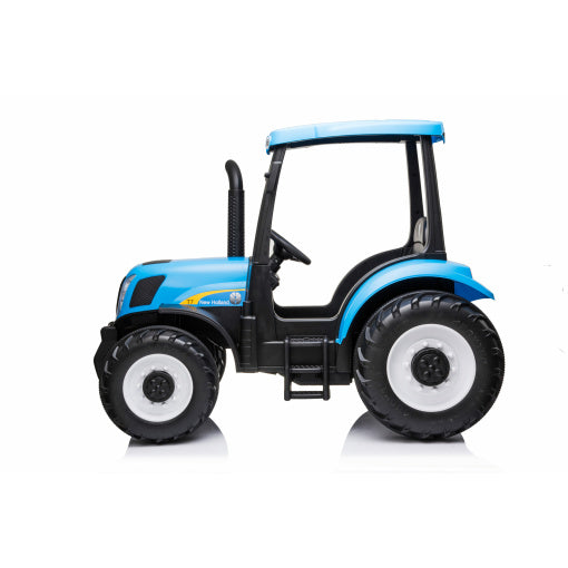 New Holland T7 24V Electric Ride On Tractor Blue - Leather Seat and EVA Rubber Wheels - KeansClaremorris