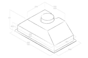 Elica 52cm ERA C Canopy Hood for 60cm Unit Stainless Steel + White