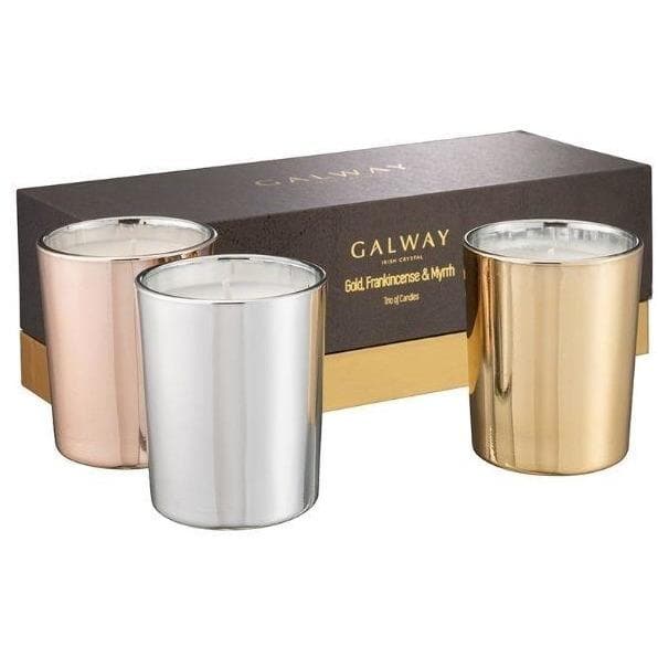 Galway Crystal Gold, Frankincense & Myrrh Candle Trio