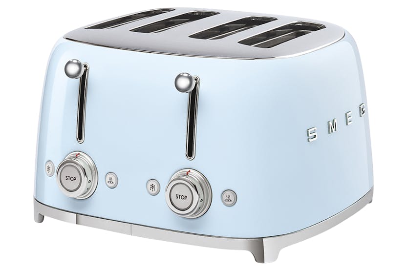 Smeg 50's Retro Style 4 Slice Toaster | TSF03PBUK | Pastel Blue - KeansClaremorris