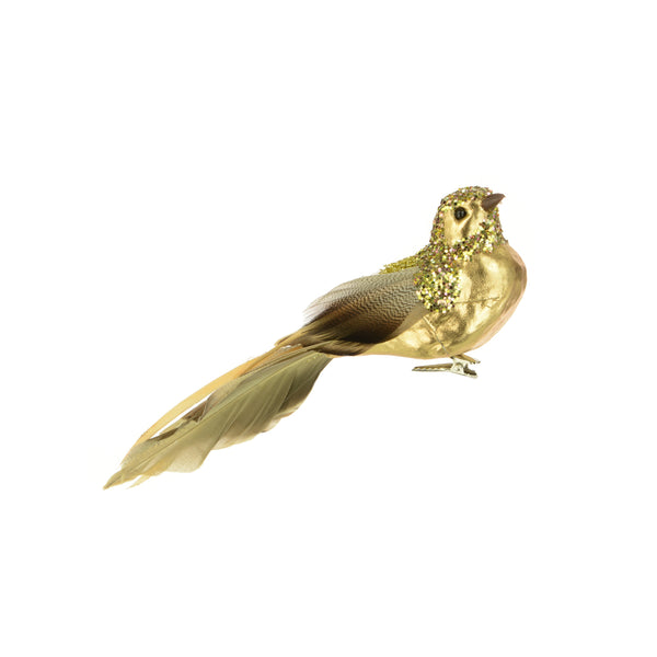 Gold Metallic Bird with Clip 21cm