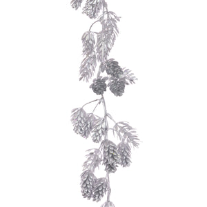 Silver Metallic Pine Cone Garland 180