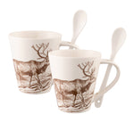 Load image into Gallery viewer, Aynsley Hot Chocolate Reindeer Set of 2 Mugs &amp; Spoons
