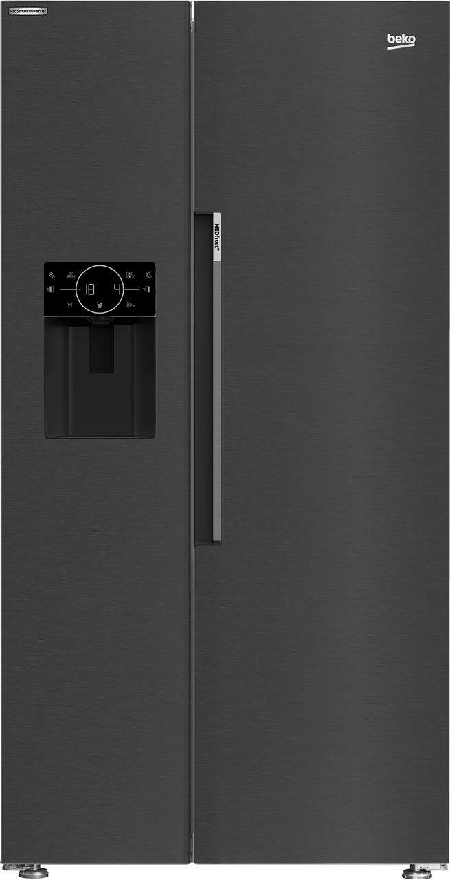 Beko American Fridge Freezer Black Steel 179cm ( E Energy) Plumbed Water and Ice Dispenser Neofrost Harvestfresh - KeansClaremorris