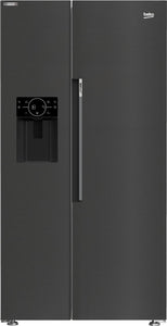 Beko American Fridge Freezer Black Steel 179cm ( E Energy) Plumbed Water and Ice Dispenser Neofrost Harvestfresh - KeansClaremorris