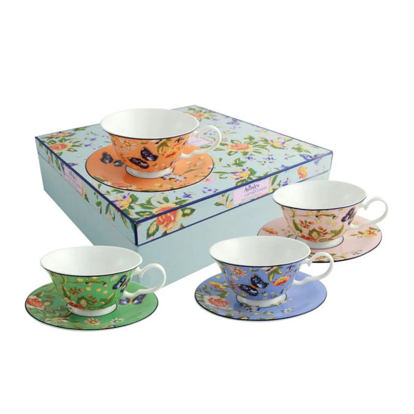 Cottage Garden Windsor Tea Cup & Saucer set of 4