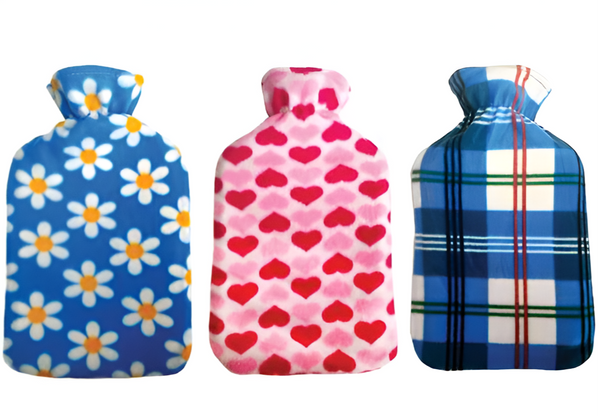 DE VIELLE Fleece Covered Assorted Hot Water Bottle