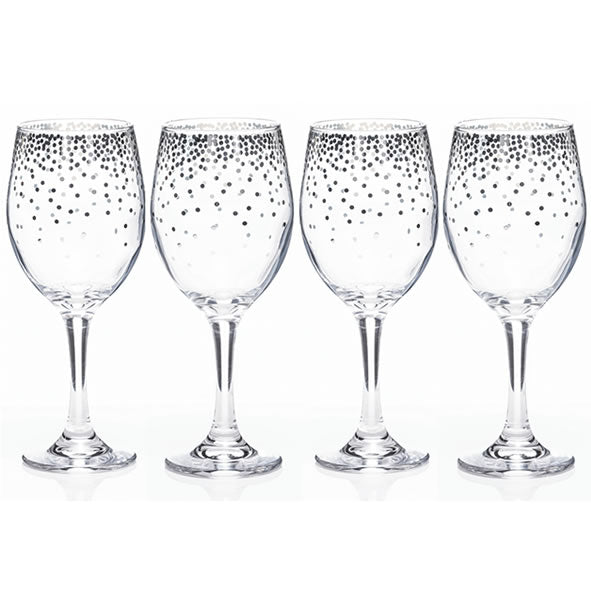 Silver Dot Wine Glasses set of 4 - KeansClaremorris