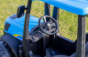 New Holland T7 24V Electric Ride On Tractor Blue - Leather Seat and EVA Rubber Wheels - KeansClaremorris