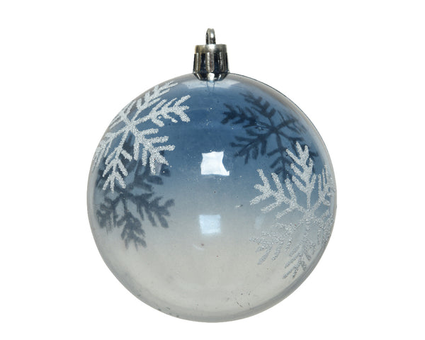 Bauble shatterproof white snow dia8cm Night blue - KeansClaremorris