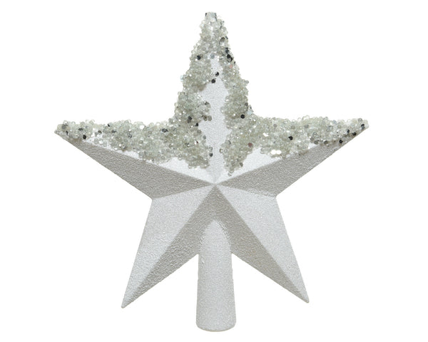 Treetopper shatterproof glitte dia19-H20cm white/glitters - KeansClaremorris