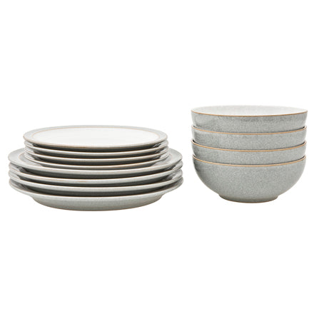 Denby Elements Light Grey 12 Piece Tableware Set - KeansClaremorris