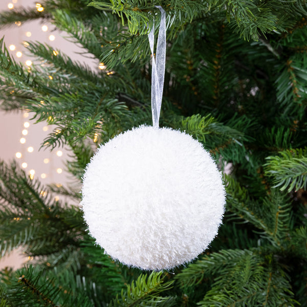 Bauble foam dia10cm white - KeansClaremorris