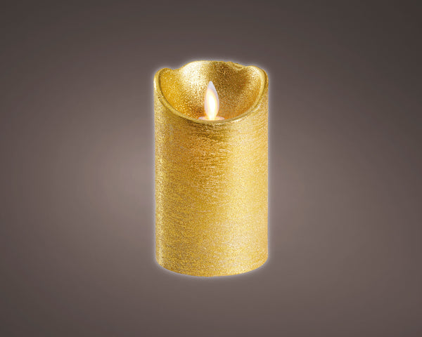 LED waving candle BO indoor dia7.5-H12.5cm gold/warm white - KeansClaremorris