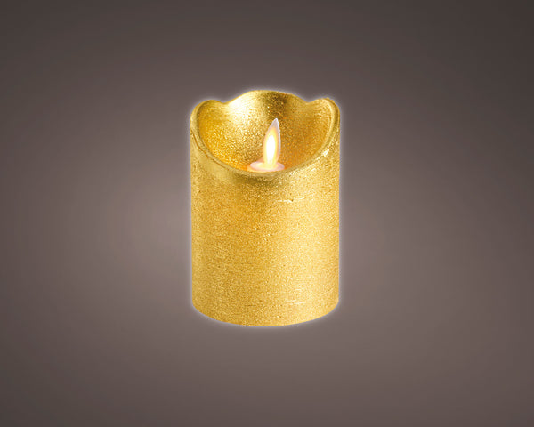 LED waving candle BO indoor dia7.5-H10cm gold/warm white - KeansClaremorris