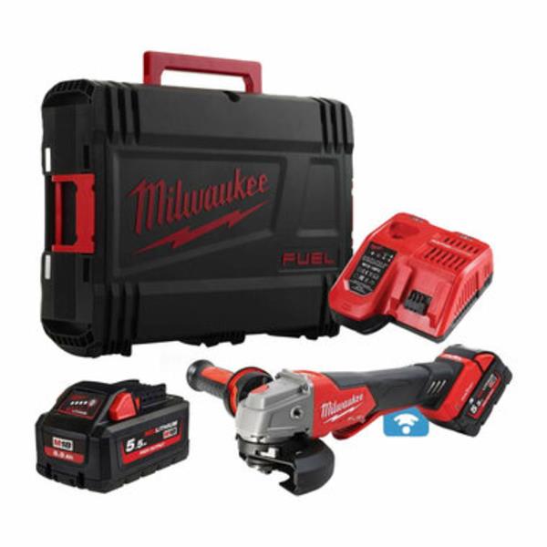 Milwaukee M18ONEFSAG115XPDB-552X M18 FUEL ONE-KEY 115mm Angle Grinder (2x5.5Ah) - KeansClaremorris