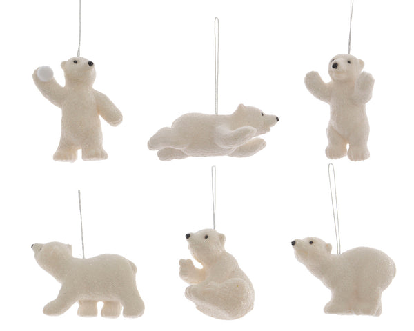 Polar bear plastic with glitte L2-W8-H6cm white Assorted - KeansClaremorris