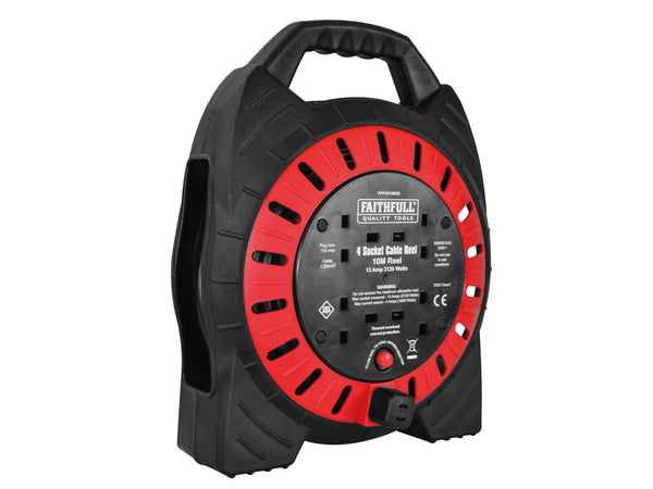 Faithful Semi-Enclosed Cable Reel 240V 13A 4-Socket 10m - KeansClaremorris